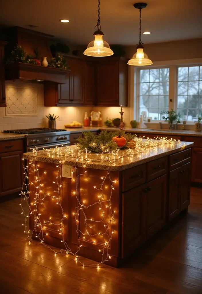 27 Kitchen Island Christmas Decor Ideas That Look Magical 13 27 Kitchen Island Christmas Decor Ideas That Look Magical - 13. Magical Fairy Lights
