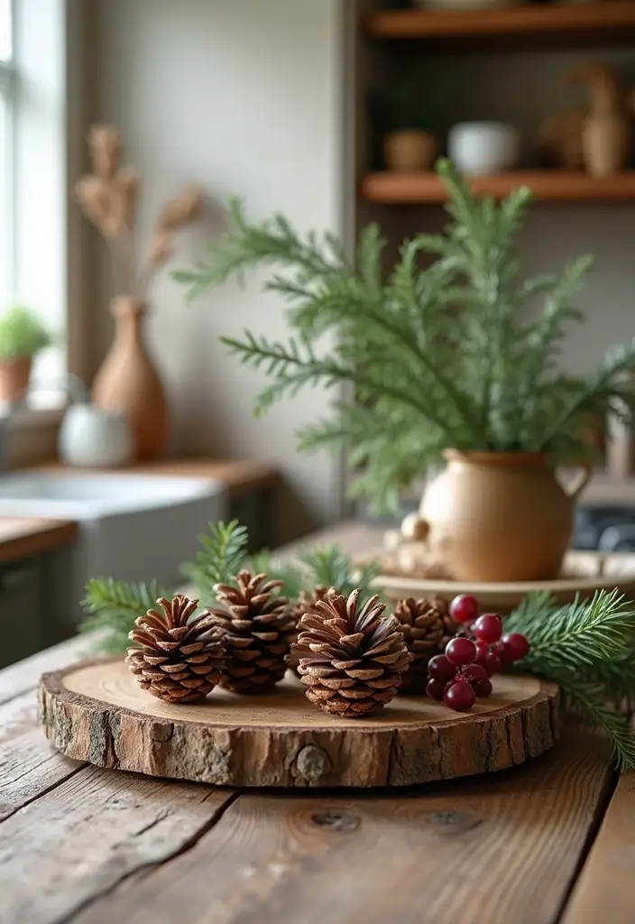 27 Kitchen Island Christmas Decor Ideas That Look Magical 14 27 Kitchen Island Christmas Decor Ideas That Look Magical - 14. Natural Elements and Textures