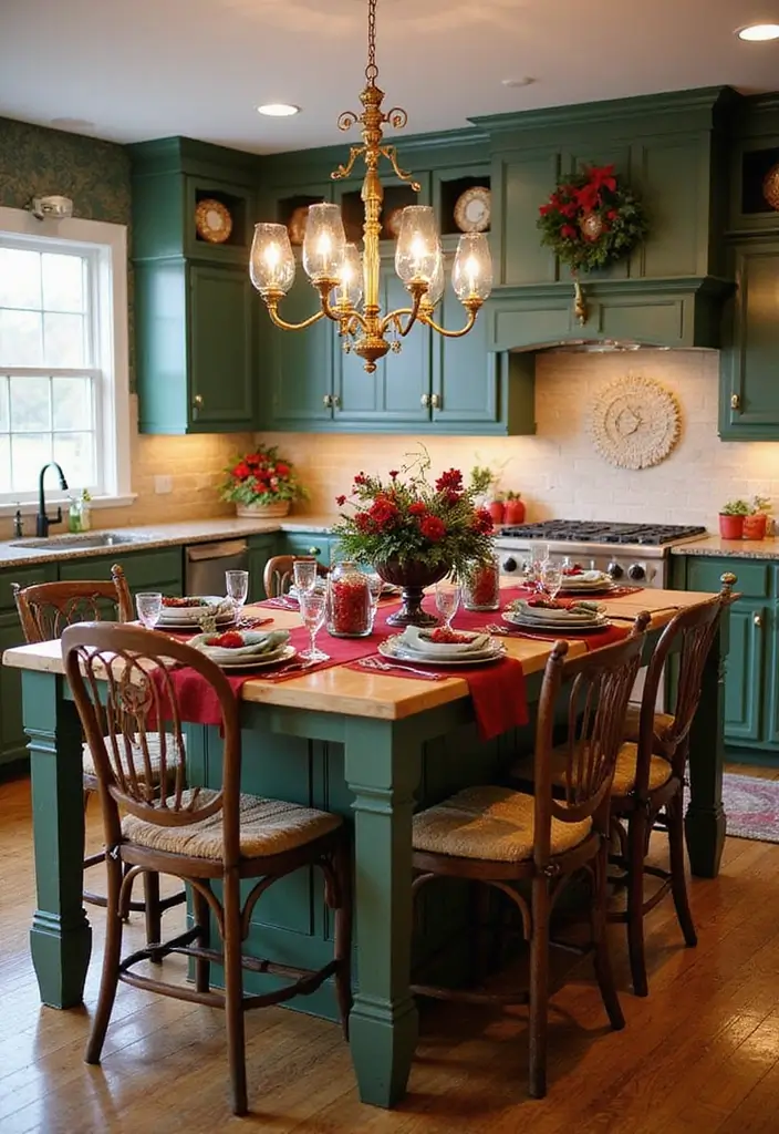 27 Kitchen Island Christmas Decor Ideas That Look Magical 18 27 Kitchen Island Christmas Decor Ideas That Look Magical - 18. Classic Holiday Colors