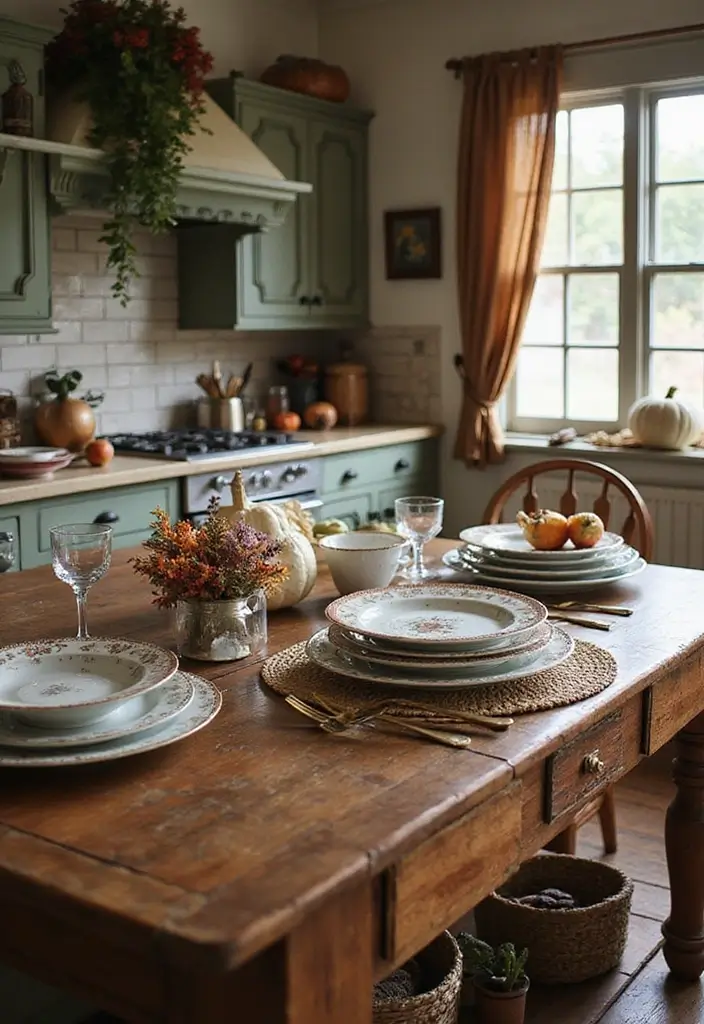 27 Kitchen Island Christmas Decor Ideas That Look Magical 19 27 Kitchen Island Christmas Decor Ideas That Look Magical - 19. Vintage Tableware Display
