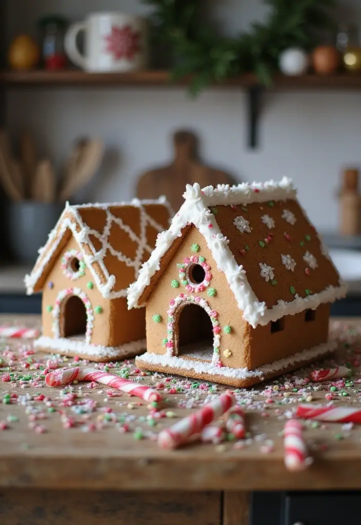 27 Kitchen Island Christmas Decor Ideas That Look Magical 4 27 Kitchen Island Christmas Decor Ideas That Look Magical - 4. Whimsical Gingerbread Houses