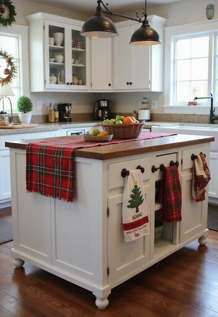 27 Kitchen Island Christmas Decor Ideas That Look Magical 6 27 Kitchen Island Christmas Decor Ideas That Look Magical - 6. Cozy Textile Accents