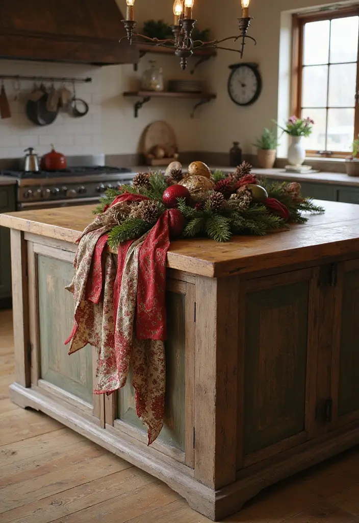 27 Kitchen Island Christmas Decor Ideas That Look Magical 8 27 Kitchen Island Christmas Decor Ideas That Look Magical - 8. Festive Ribbon Accents