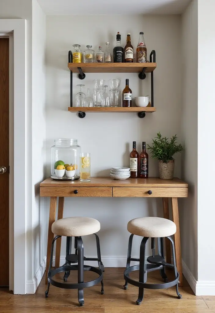 27 Kitchen Nook Ideas You’ll Want in Your Home 10 27 Kitchen Nook Ideas You’ll Want in Your Home - 10. Small Space Bar Setup