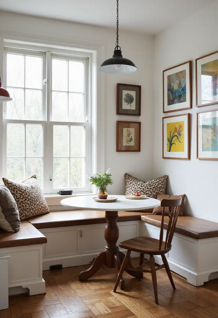 27 Kitchen Nook Ideas You’ll Want in Your Home 15 27 Kitchen Nook Ideas You’ll Want in Your Home - 15. Bright Art Gallery Nook