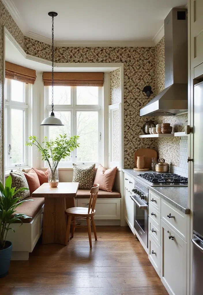 27 Kitchen Nook Ideas You’ll Want in Your Home 18 27 Kitchen Nook Ideas You’ll Want in Your Home - 18. Bold Geometric Patterns