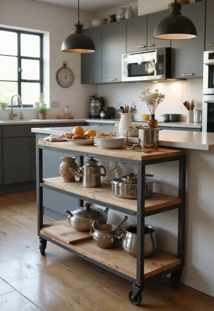 27 Kitchen Trolley Ideas Indian Homes Will Love - 12. Industrial-Style Trolley