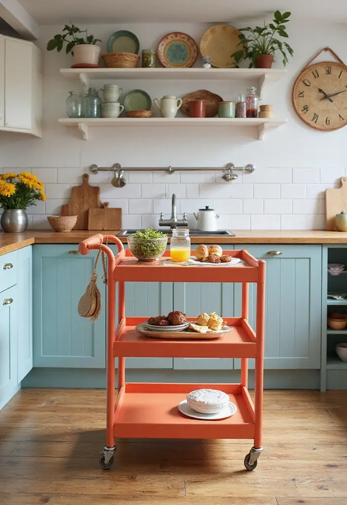 27 Kitchen Trolley Ideas Indian Homes Will Love - 14. Wow Factor with Bold Colors