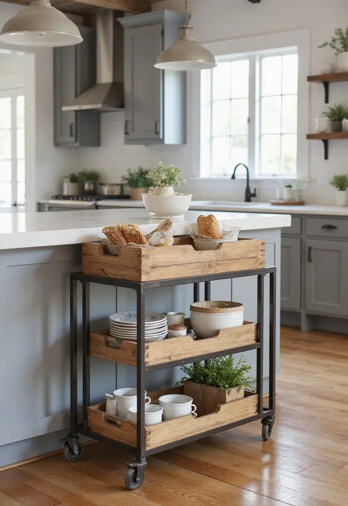 27 Kitchen Trolley Ideas Indian Homes Will Love - 16. Modern Farmhouse Charm