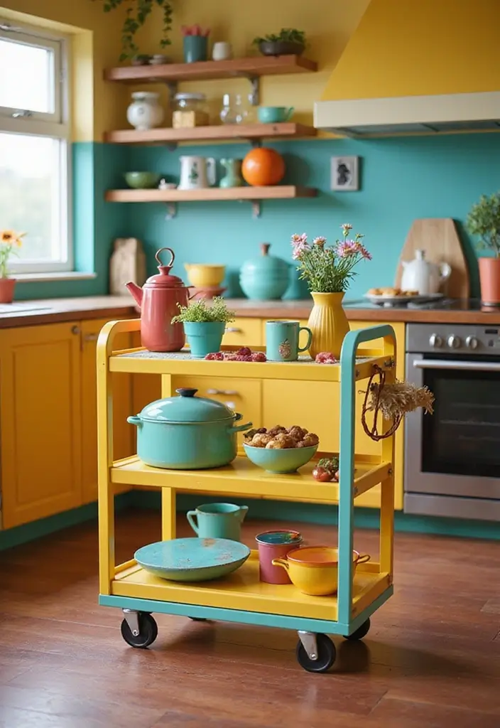 27 Kitchen Trolley Ideas Indian Homes Will Love - 21. Funky Retro Style Trolley