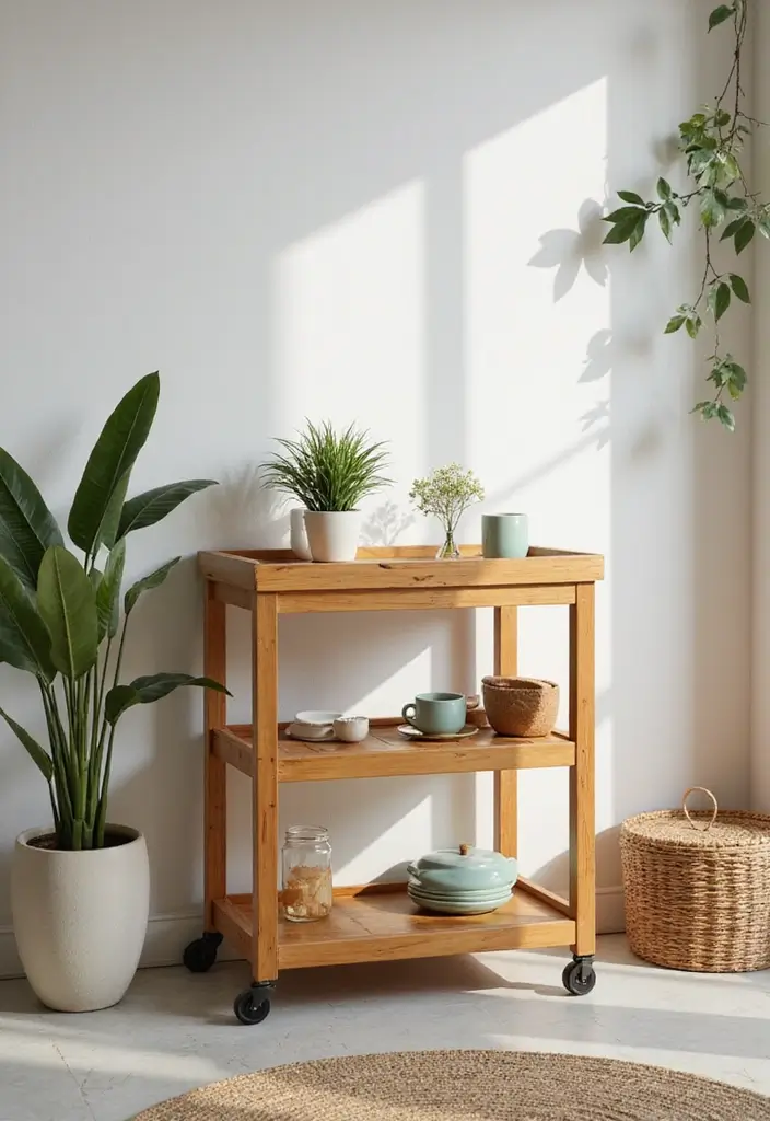 27 Kitchen Trolley Ideas Indian Homes Will Love - 22. Eco-Friendly Bamboo Trolley