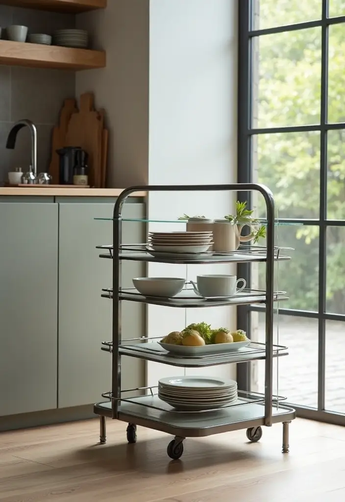 27 Kitchen Trolley Ideas Indian Homes Will Love - 23. Sleek Glass Trolley