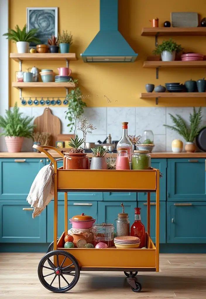 27 Kitchen Trolley Ideas Indian Homes Will Love - 26. Artistic Display Trolley