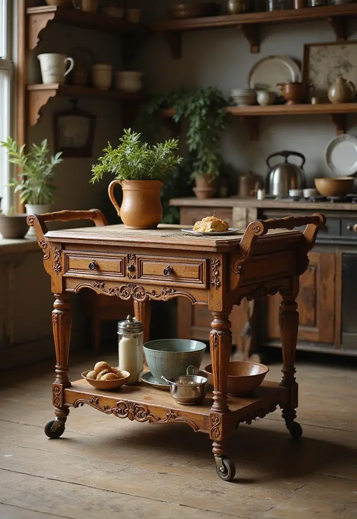 27 Kitchen Trolley Ideas Indian Homes Will Love - 5. Antique Finishes