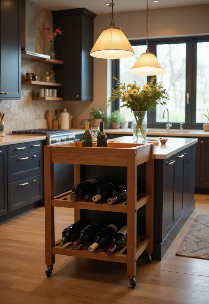 27 Kitchen Trolley Ideas Indian Homes Will Love - 7. Trolley with Built-In Wine Rack