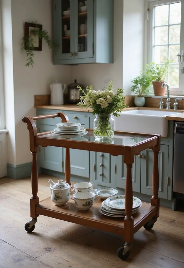 27 Kitchen Trolley Ideas Indian Homes Will Love - 9. Vintage Cart with Glass Top