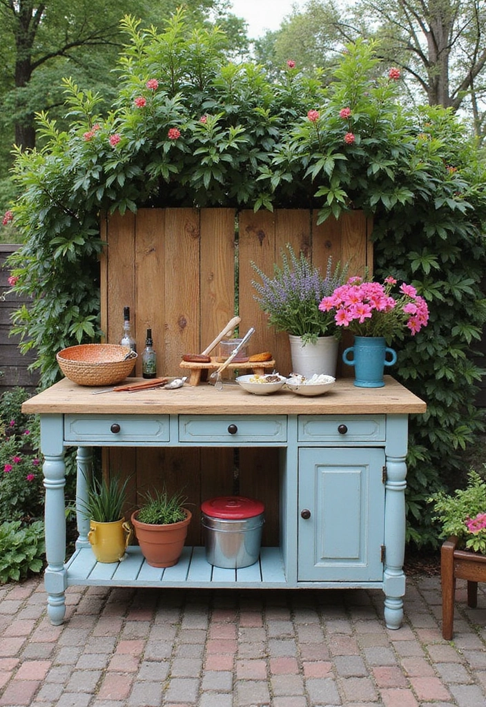 27 Small Outdoor Kitchen Ideas That Work Even in Tiny Yards 11 27 Small Outdoor Kitchen Ideas That Work Even in Tiny Yards - 11. Repurposed Furniture