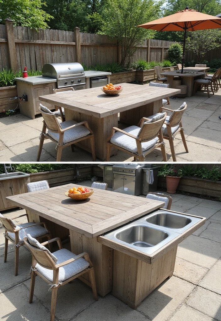 27 Small Outdoor Kitchen Ideas That Work Even in Tiny Yards 16 27 Small Outdoor Kitchen Ideas That Work Even in Tiny Yards - 16. Multi-Functional Furniture