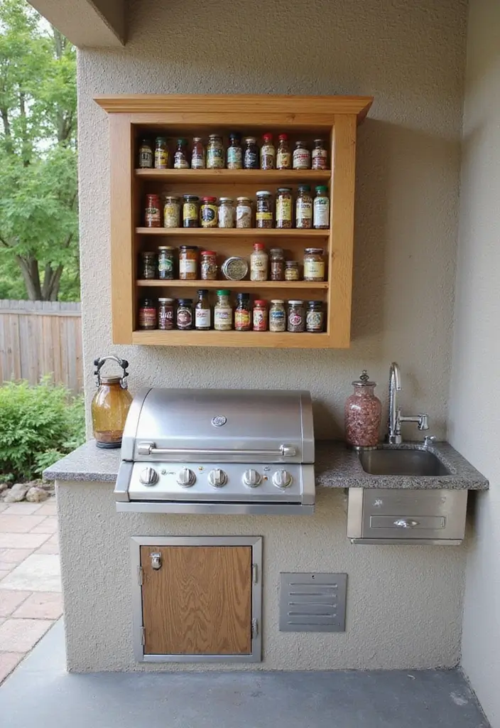 27 Small Outdoor Kitchen Ideas That Work Even in Tiny Yards 19 27 Small Outdoor Kitchen Ideas That Work Even in Tiny Yards - 19. Small Spice Rack