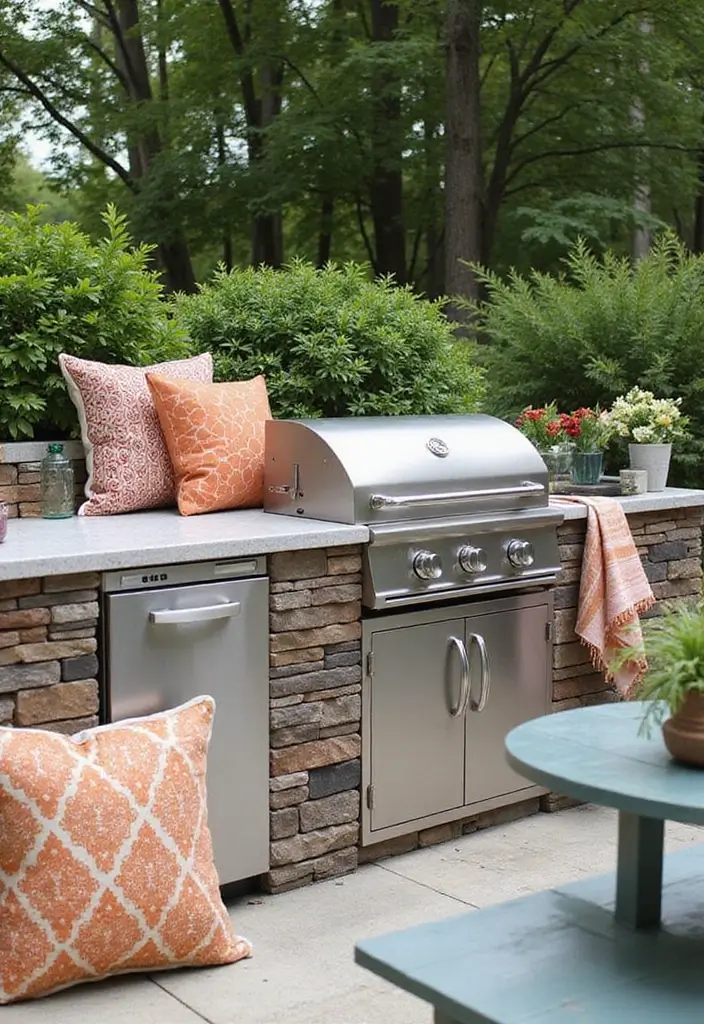 27 Small Outdoor Kitchen Ideas That Work Even in Tiny Yards 27 27 Small Outdoor Kitchen Ideas That Work Even in Tiny Yards - 27. Weather-Resistant Fabrics