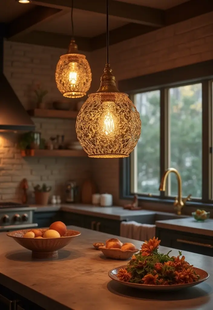 28 Indian Kitchen Decor Ideas Full of Culture and Charm 17 28 Indian Kitchen Decor Ideas Full of Culture and Charm - 17. Statement Light Fixtures