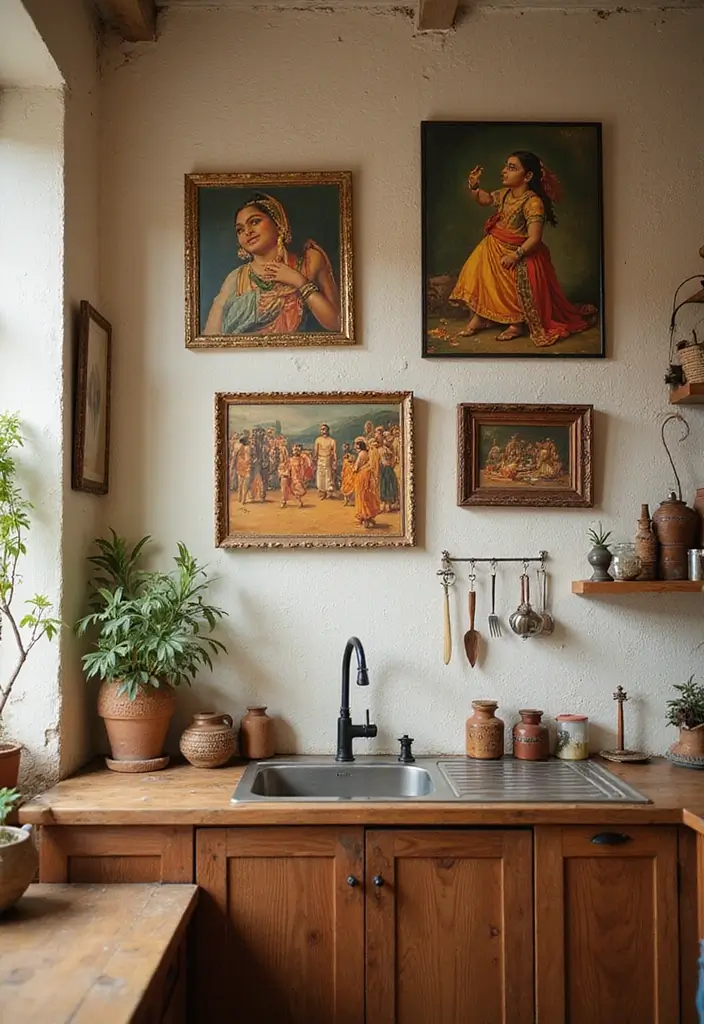 28 Indian Kitchen Decor Ideas Full of Culture and Charm 18 28 Indian Kitchen Decor Ideas Full of Culture and Charm - 18. Cultural Themed Wall Art