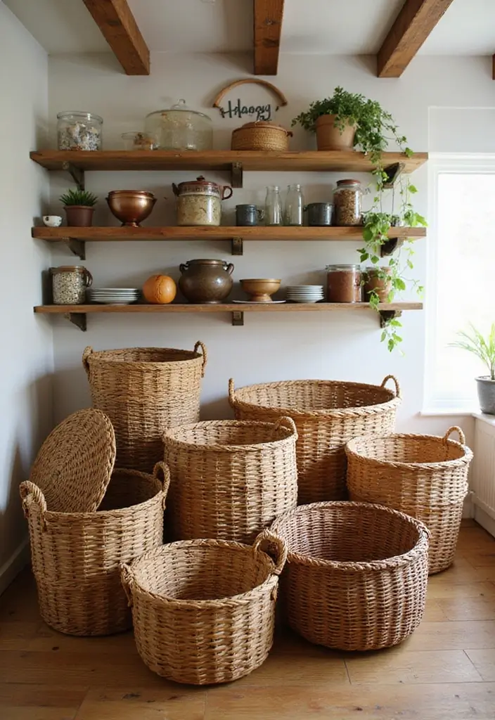 28 Indian Kitchen Decor Ideas Full of Culture and Charm 26 28 Indian Kitchen Decor Ideas Full of Culture and Charm - 26. Functional Baskets