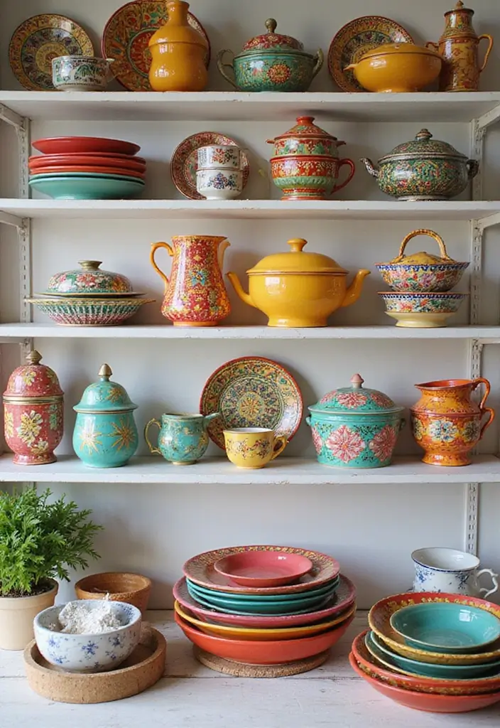 28 Indian Kitchen Decor Ideas Full of Culture and Charm 27 28 Indian Kitchen Decor Ideas Full of Culture and Charm - 27. Brightly Colored Tableware