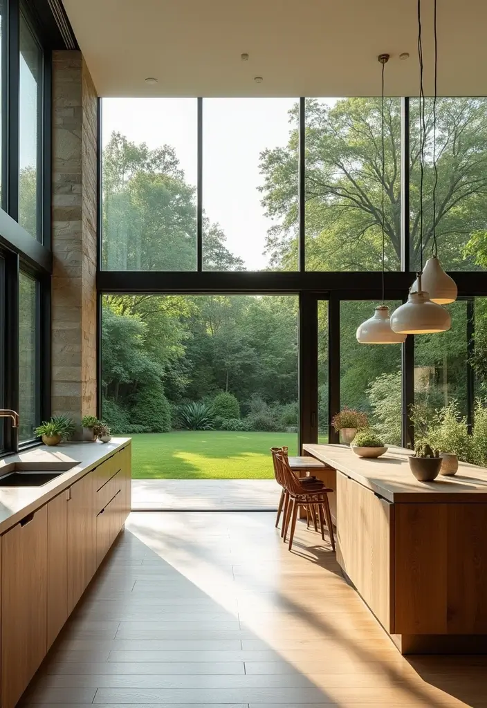 28 Japandi Style Kitchen Ideas That Feel Zen and Minimal - 21. Seamless Blending of Indoor-Outdoor Spaces