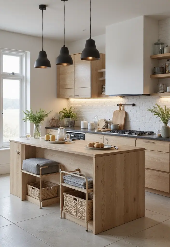 28 Japandi Style Kitchen Ideas That Feel Zen and Minimal - 22. Multi-Functional Furniture