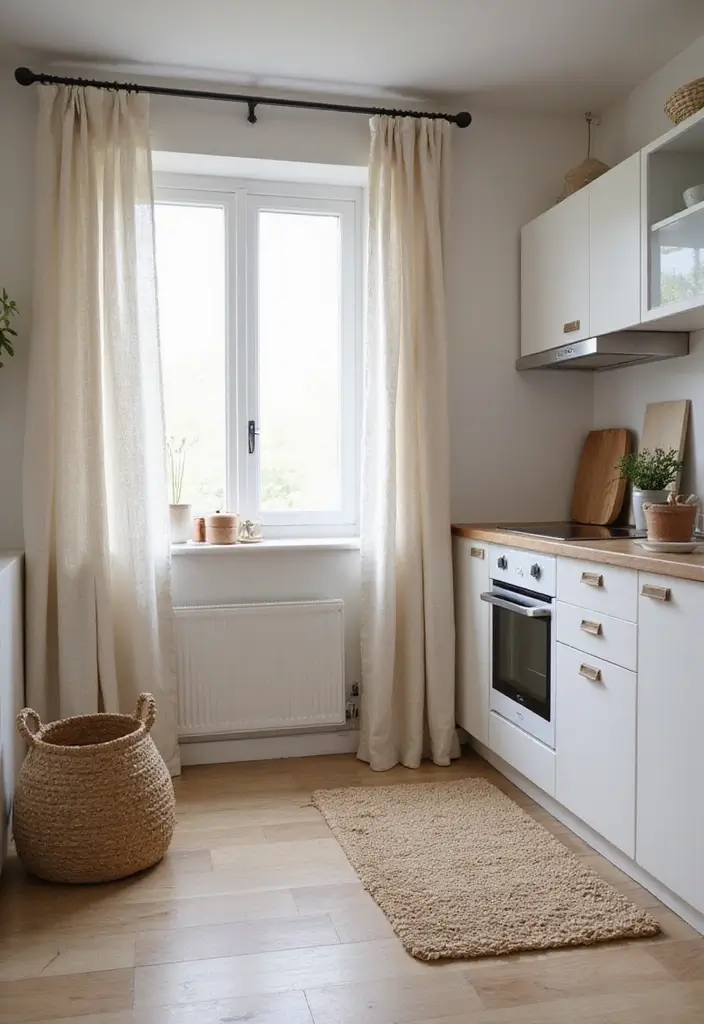 28 Japandi Style Kitchen Ideas That Feel Zen and Minimal - 24. Soft Textiles