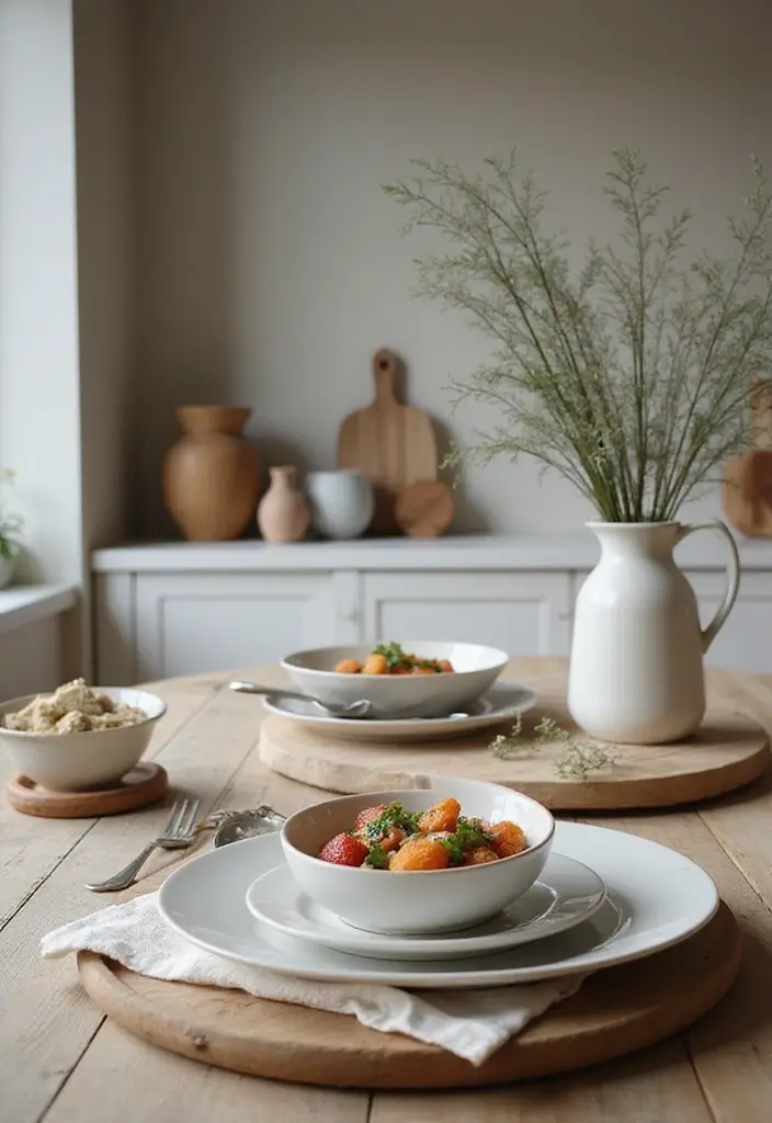 28 Japandi Style Kitchen Ideas That Feel Zen and Minimal - 26. Serene Table Settings