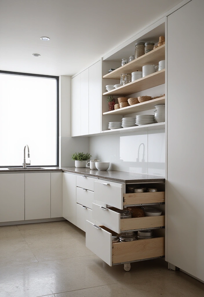 28 Japandi Style Kitchen Ideas That Feel Zen and Minimal - 3. Minimalist Storage Solutions