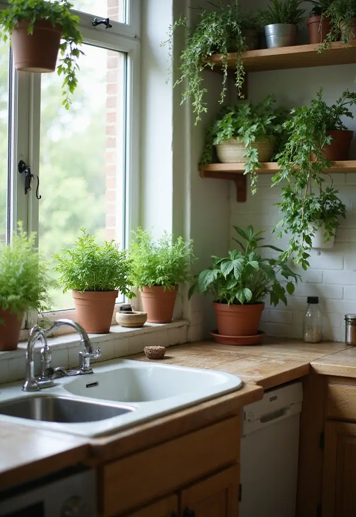 28 Japandi Style Kitchen Ideas That Feel Zen and Minimal - 7. Greenery Accents