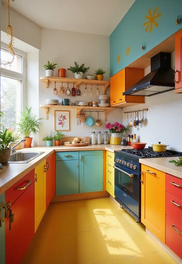 28 Kitchen Layout Ideas That Actually Work - 12. Colorful Kitchen Layout