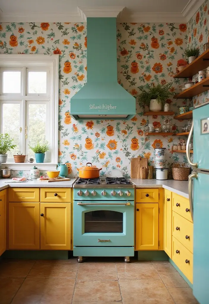 28 Kitchen Wallpaper Ideas That Change the Whole Look - 11. Whimsical Patterns