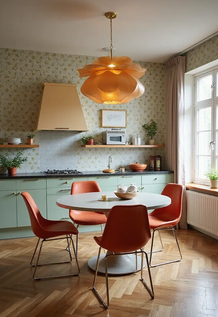 28 Kitchen Wallpaper Ideas That Change the Whole Look - 13. Mid-Century Modern
