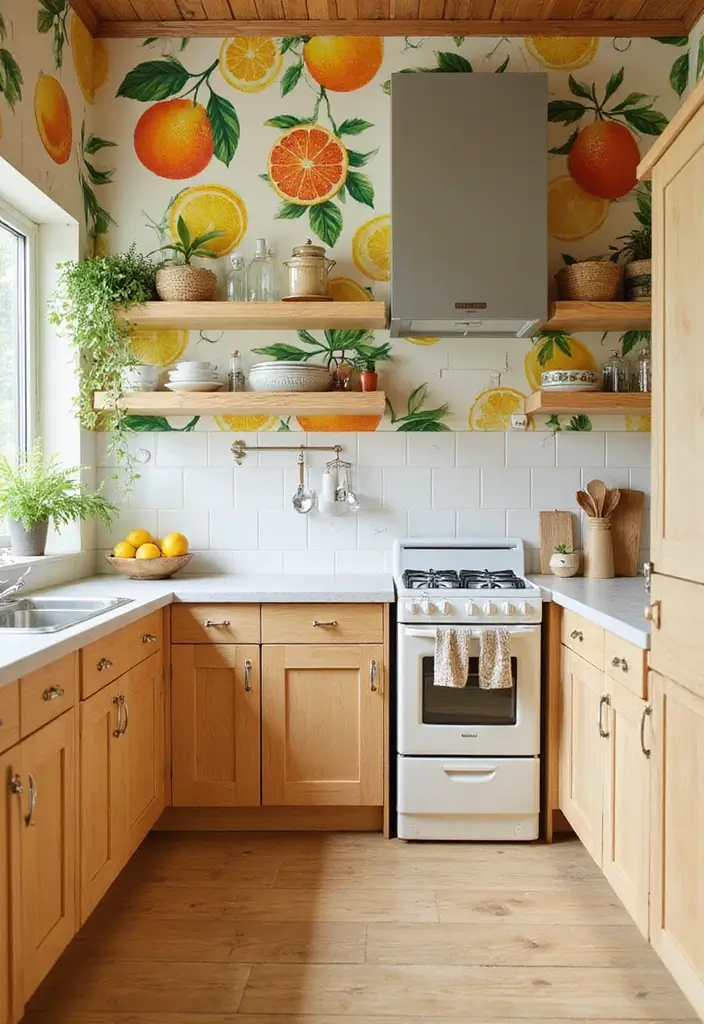 28 Kitchen Wallpaper Ideas That Change the Whole Look - 16. Vintage Citrus