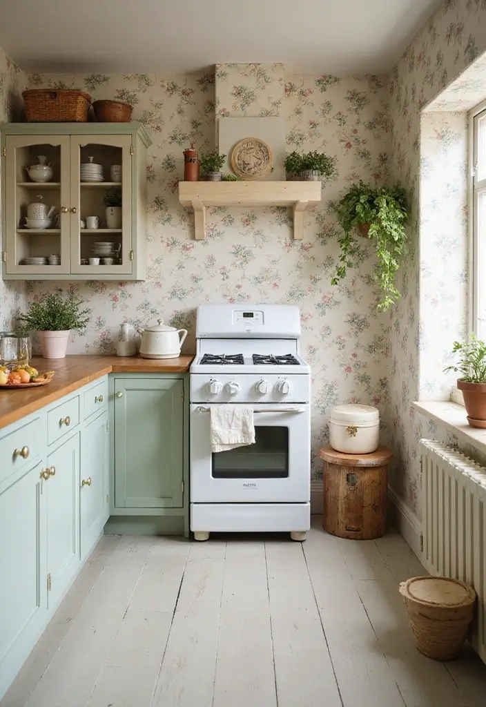 28 Kitchen Wallpaper Ideas That Change the Whole Look - 22. Country Cottage Style