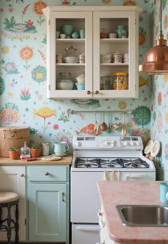 28 Kitchen Wallpaper Ideas That Change the Whole Look - 27. Whimsical Playfulness
