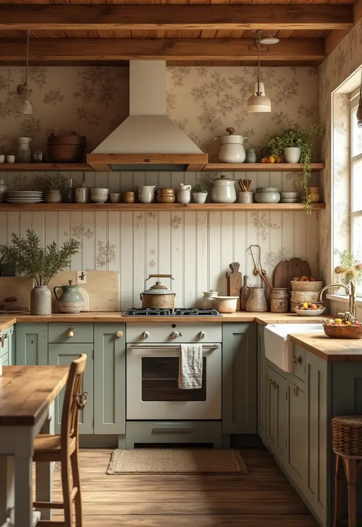 28 Kitchen Wallpaper Ideas That Change the Whole Look - 9. Vintage Farmhouse Style
