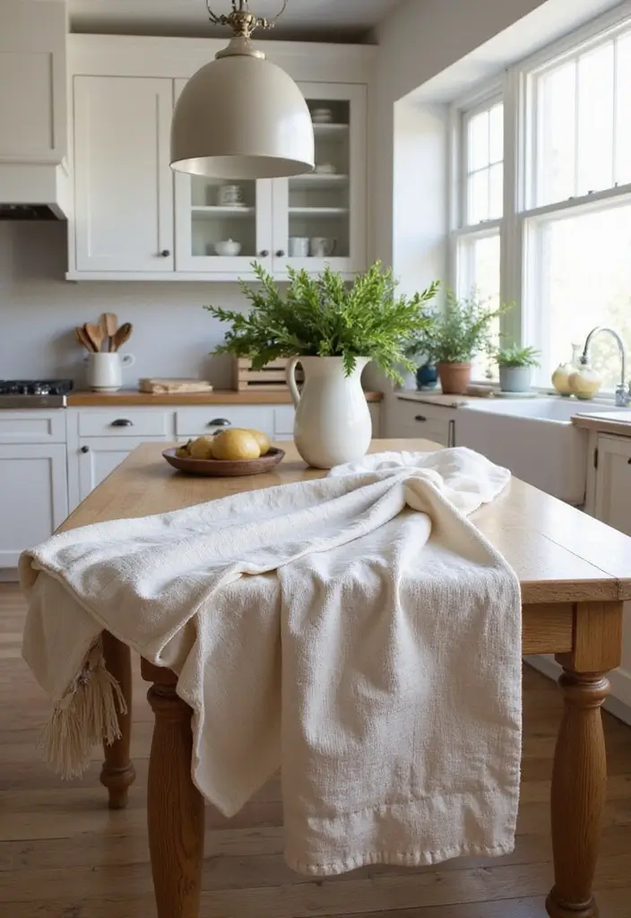 28 Neutral Kitchen Ideas That Look Calm and Timeless 13 28 Neutral Kitchen Ideas That Look Calm and Timeless - 13. Soft Textiles