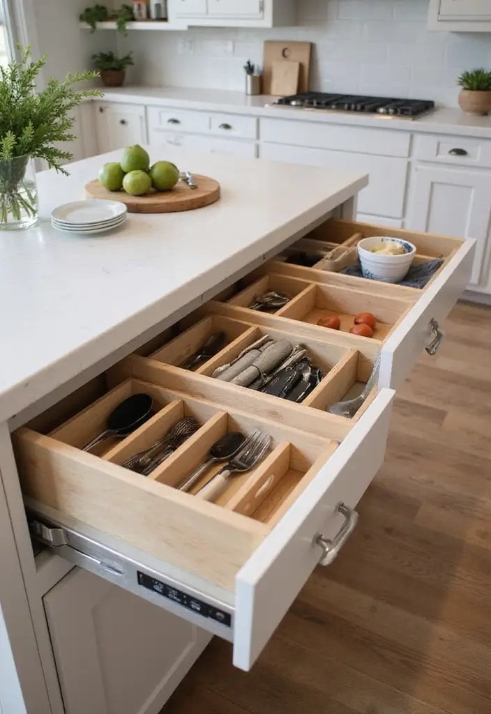 28 Small Kitchen Island Ideas You’ll Wish You Tried Sooner 19 28 Small Kitchen Island Ideas You’ll Wish You Tried Sooner - 19. Island with Drawer Inserts