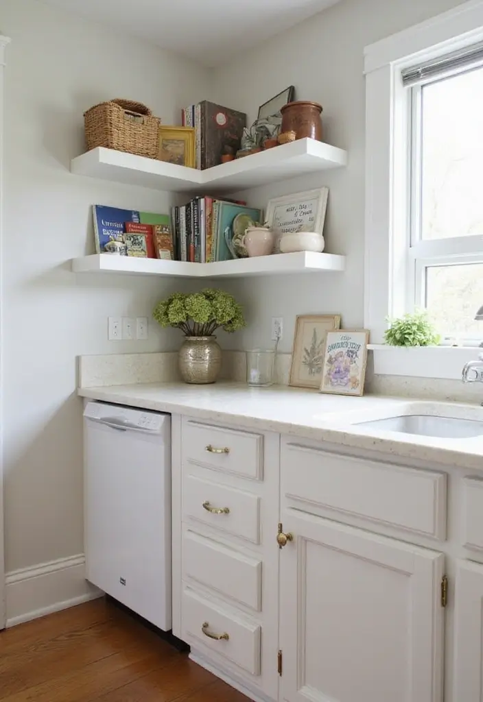 28 Small Kitchen Island Ideas You’ll Wish You Tried Sooner 22 28 Small Kitchen Island Ideas You’ll Wish You Tried Sooner - 22. Functional Corner Shelves