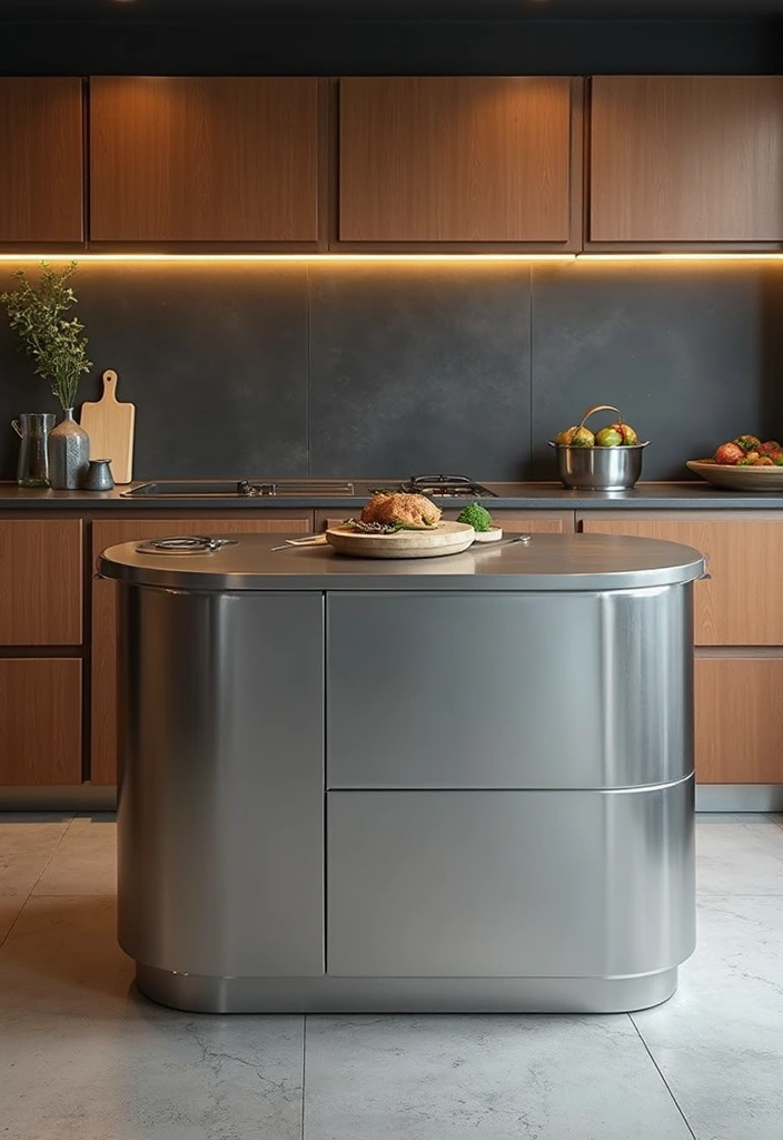 28 Small Kitchen Island Ideas You’ll Wish You Tried Sooner 23 28 Small Kitchen Island Ideas You’ll Wish You Tried Sooner - 23. Sleek Metal Islands