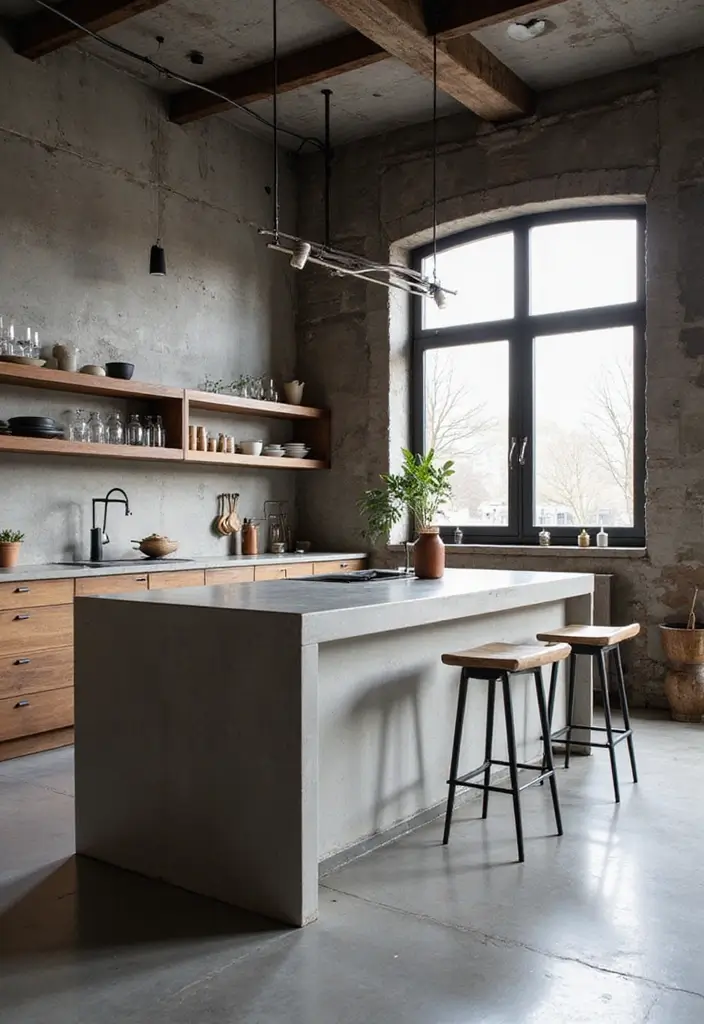 28 Small Kitchen Island Ideas You’ll Wish You Tried Sooner 3 28 Small Kitchen Island Ideas You’ll Wish You Tried Sooner - 3. Minimalist Concrete Islands