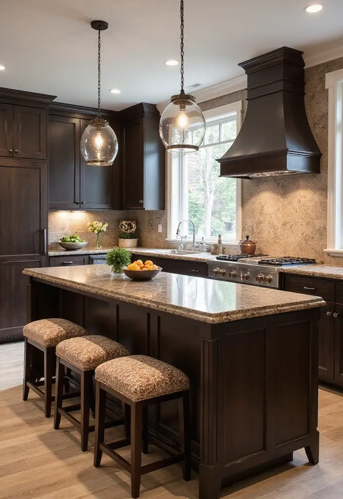 29 Brown Kitchen Ideas That Feel Warm and Cozy - 15. Statement Island