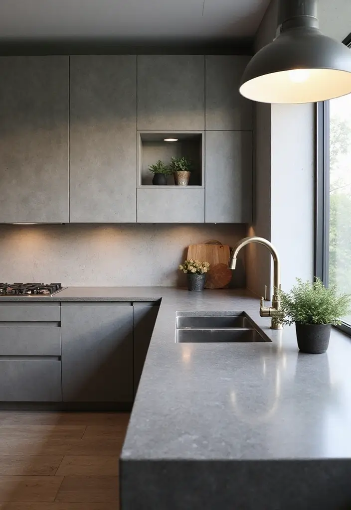 29 Kitchen Countertops Ideas That Look Expensive and Chic 11 29 Kitchen Countertops Ideas That Look Expensive and Chic - 11. Chic Concrete