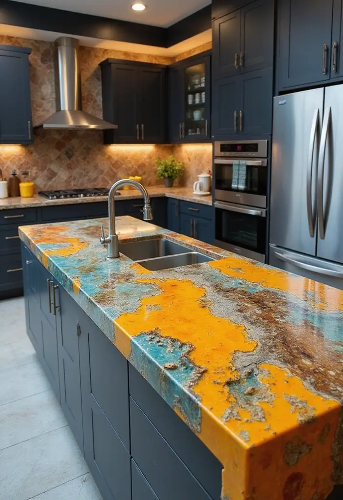 29 Kitchen Countertops Ideas That Look Expensive and Chic 16 29 Kitchen Countertops Ideas That Look Expensive and Chic - 16. Unique Resin Countertops