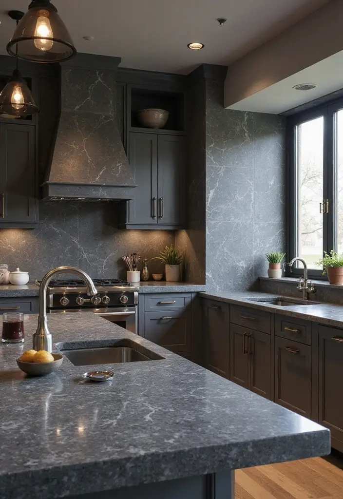 29 Kitchen Countertops Ideas That Look Expensive and Chic 17 29 Kitchen Countertops Ideas That Look Expensive and Chic - 17. Elegant Pietra Grey